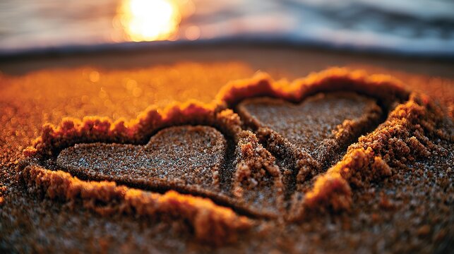 Warm Golden Sunset Over Coastal Beach Sand Pools, Closeup of Seashore Texture With Bokeh Light Effects, Serene Dusk Coastal Landscape Scene
