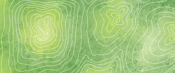 Green Watercolor Topographic Map Background with Contour Lines © Benedicta