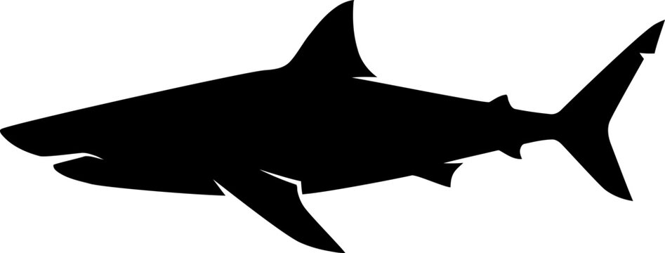 Black shark silhouette on white background