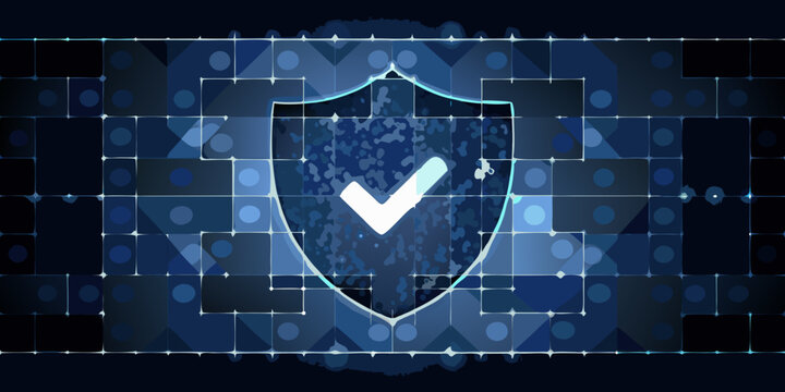Security Shield With Checkmark Futuristic Digital Illustration