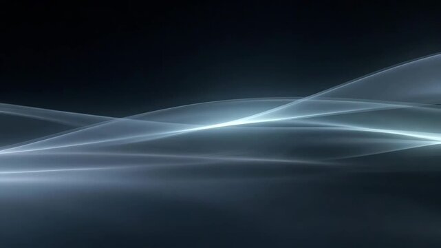 Smooth translucent light ribbons crossing in abstract style on dark background, concept of motion and fluid energy