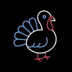 Fototapeta premium Cute Turkey Bird Minimal Line Icon