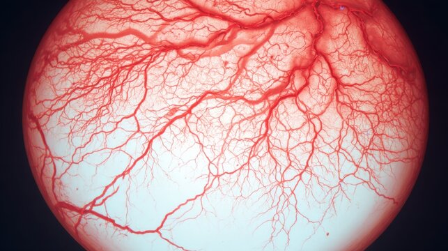 Detailed wide-field fundus view showing neovascular changes in diabetic retinopathy