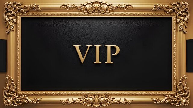 Elegant Golden Frame with Black Fabric and VIP Text.