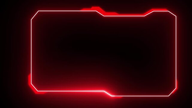 Futuristic Red Neon HUD Frame Overlay with Glowing Cyber Interface Border.