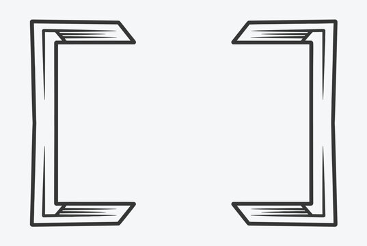 Set of minimalist hand-drawn corner frames or brackets for decorative borders and artistic photo or text framing in design.