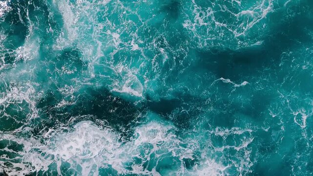 Open ocean surface with energetic waves and sea foam, constantly changing water patterns