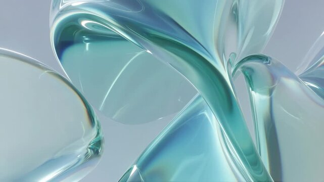 Abstract fluid translucent blue shapes in soft artistic style on light background, concept of clarity and motion