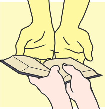 Hands Receiving Bible from God Spiritual Faith. Ideal for church materials, Christian content, Bible study themes, worship graphics, and inspirational faith-based designs.