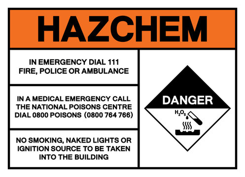 Hazard Chemical Danger Corrosive H2 O5 Symbol Sign, Vector Illustration, Isolated On White Background Label. EPS10
