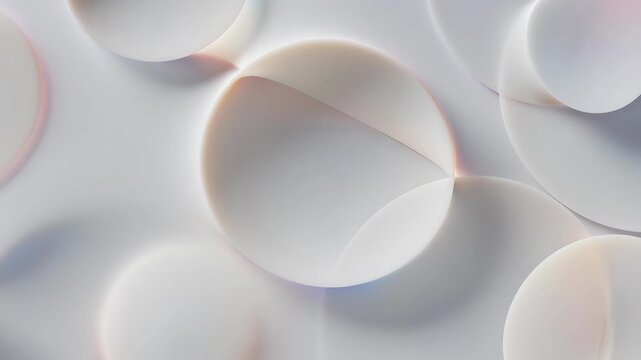 Soft overlapping translucent circles in smooth abstract style on light background, expressing calm minimalism and gentle harmony
