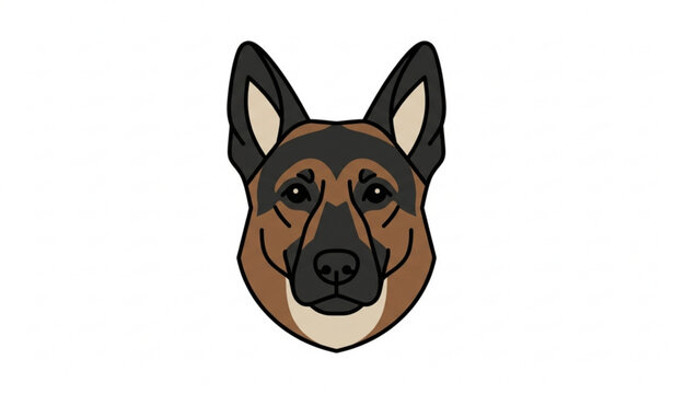 minimalist geometric german shepherd dog head vector logo