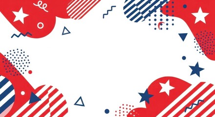 Obraz premium Abstract Patriotic USA Theme Background with Stars and Stripes Patterns.