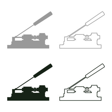 Nut cracker nutcracker set icon grey black color vector illustration image solid fill outline contour line thin flat style