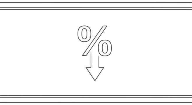 Percentage Down Arrow Icon, Decrease Symbol, Financial Decline Concept