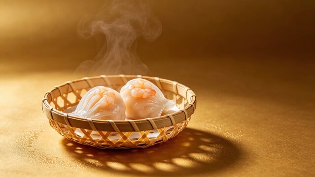 Dim sum shrimp dumplings close-up