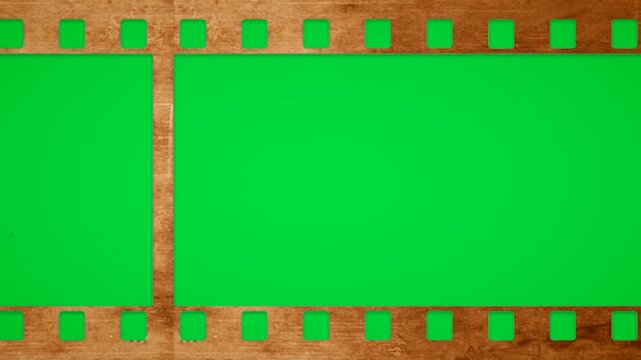 Damage film frame moving motion on green screen chroma key background. Red dirt damage film noise art overlay video template. ad media format design shoot hd shoot asset fx broadcast art edit