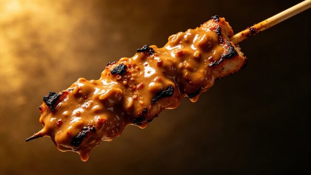 Satay skewer char close-up