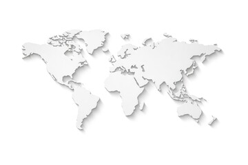 Obraz premium Minimalist white world map illustration on plain background.