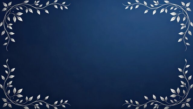 Silver vines navy background