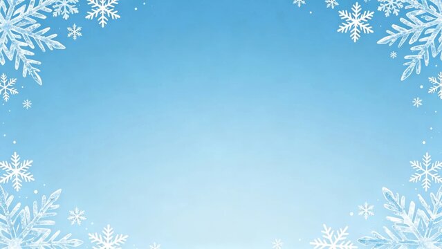 White snowflakes icy blue background