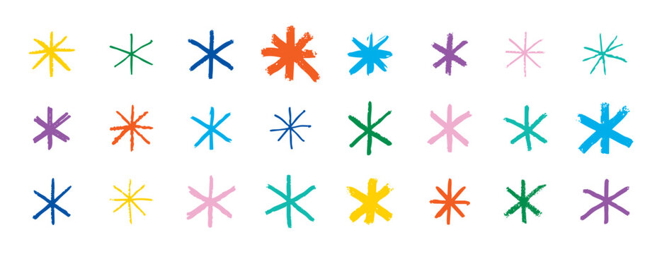 Neat geometric forms with delicate crayon touches. Minimalist geometric illustrations enhanced with soft crayon textures ideal for digital backgrounds and corporate branding templates