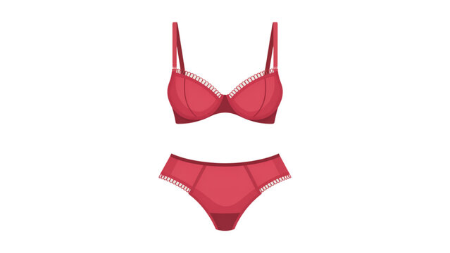 Red lace bralette and matching high-waisted bikini bottoms set Vector