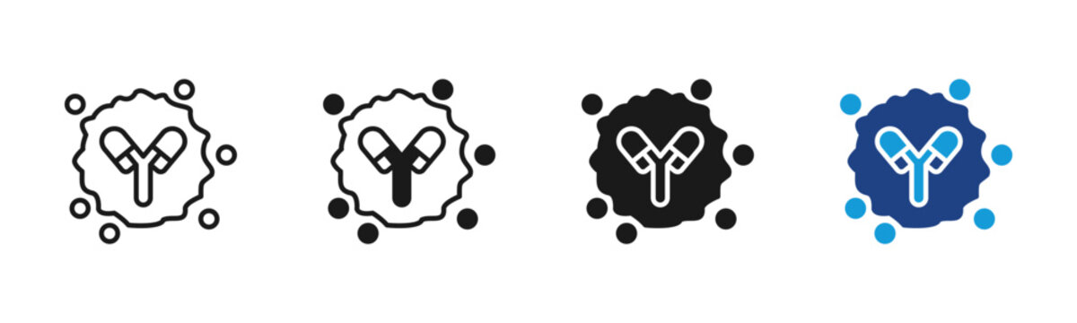 B Cell icon set multiple style collection