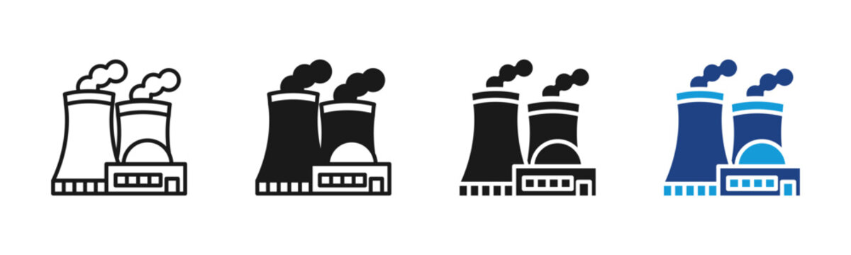 Nuclear Plant icon set multiple style collection