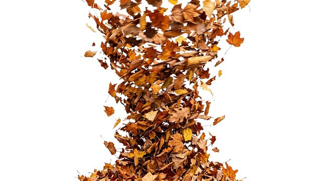 Autumn Leaves Falling and Swirling in the Wind Creating a Vortex.