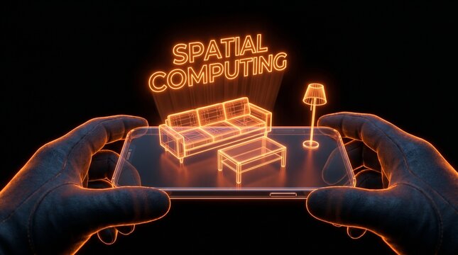 Augmented Reality Spatial Computing with Holographic Furniture on Smartphone.
