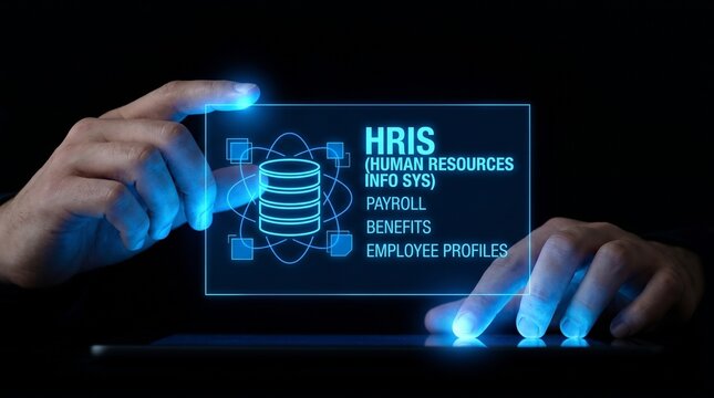 Human Resources Information System HRIS digital interface concept.