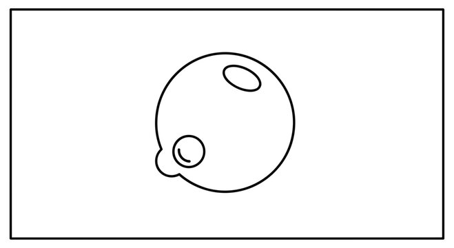 Simple Line Drawing of a Planet with Craters and a Small Moon