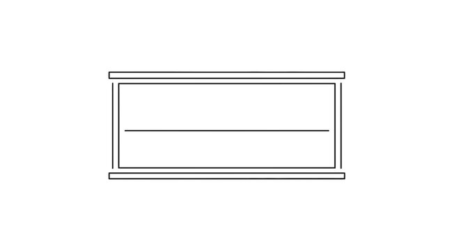 Simple Line Drawing of a Rectangular Frame with Horizontal Divider