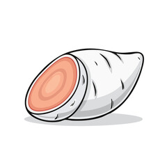 Fototapeta premium Fresh Root Vegetable Cut in Half with White Exterior and Orange Interior