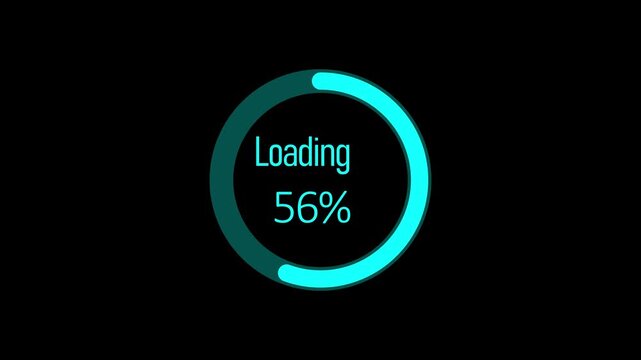 Circular loading animation with progress bar and percentage counter in modern tech style