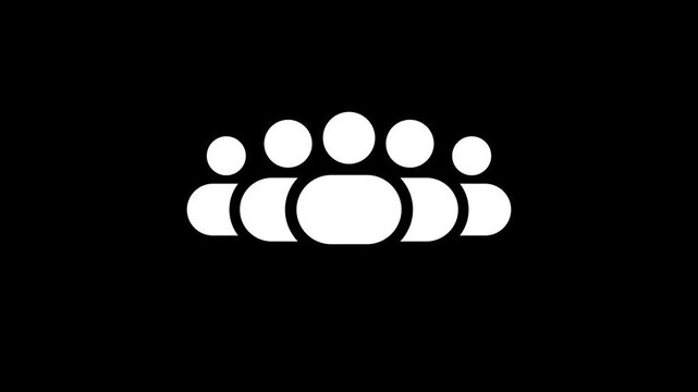 Abstract minimalist animation of floating white gears and cogs on black background seamless loop