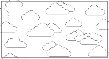 Obraz premium Simple Line Art Clouds on White Background - Minimalist Sky Illustration