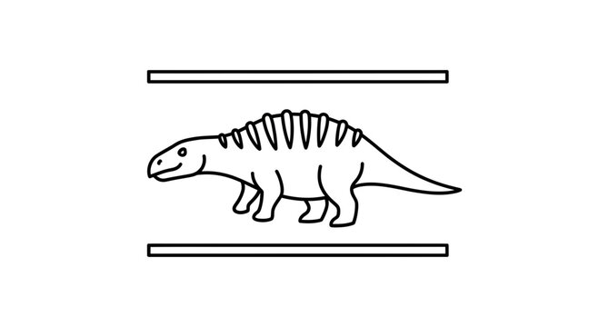 Simple Line Art Dinosaur Illustration in a Frame