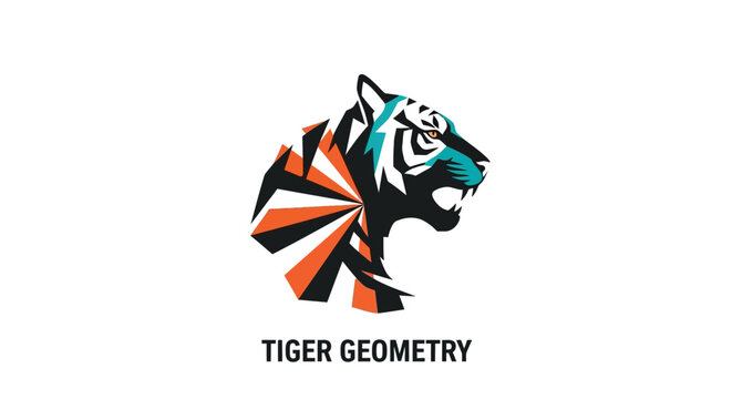 Geometric Tiger Head Logo - Modern Animal Design