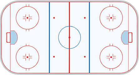 Naklejka premium Ice Hockey Rink Vector Illustration Isolated on White Background