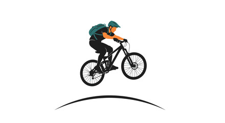 Obraz premium Mountain biker jumping over an obstacle, extreme sports, action shot