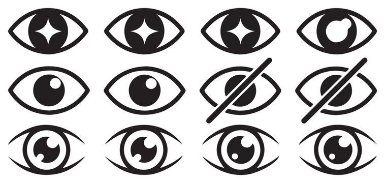 Simple Eye Vector Icons Set for Web and Interface Design vector illustration eps 10