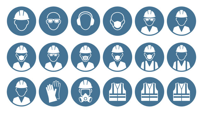 Personal Protective Equipment Safety Icon Set