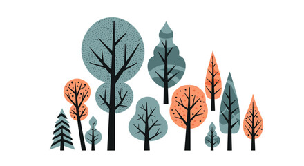 Stylized Forest Trees Vector Illustration © Dodol Creative Stock
