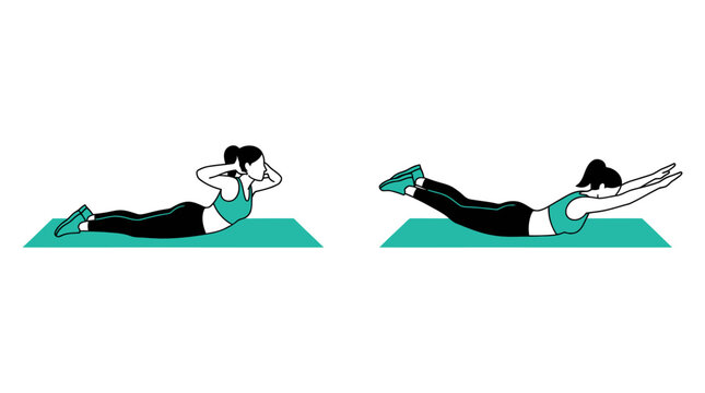 Back Extension Exercise Vector Illustration