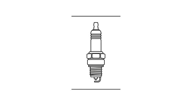 Spark Plug Line Art Illustration - Automotive Engine Part Icon