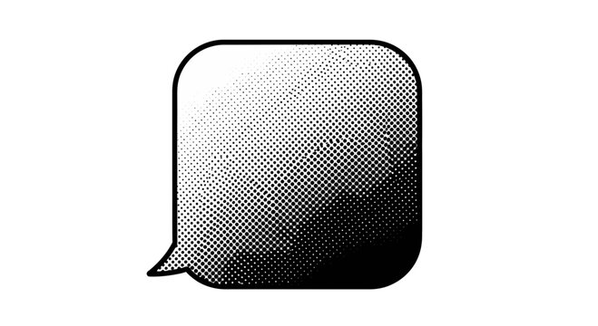 Speech Bubble Halftone Gradient Black and White Isolated on White Background