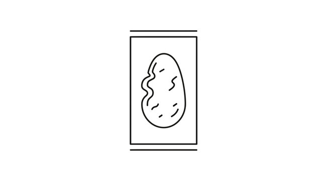 Simple Outline Icon of a Potato in a Rectangle Frame