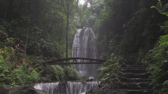 Labuan Kebo Waterfall In Buleleng Bali Indonesia &ndash; Tropical Jungle Landscape Video